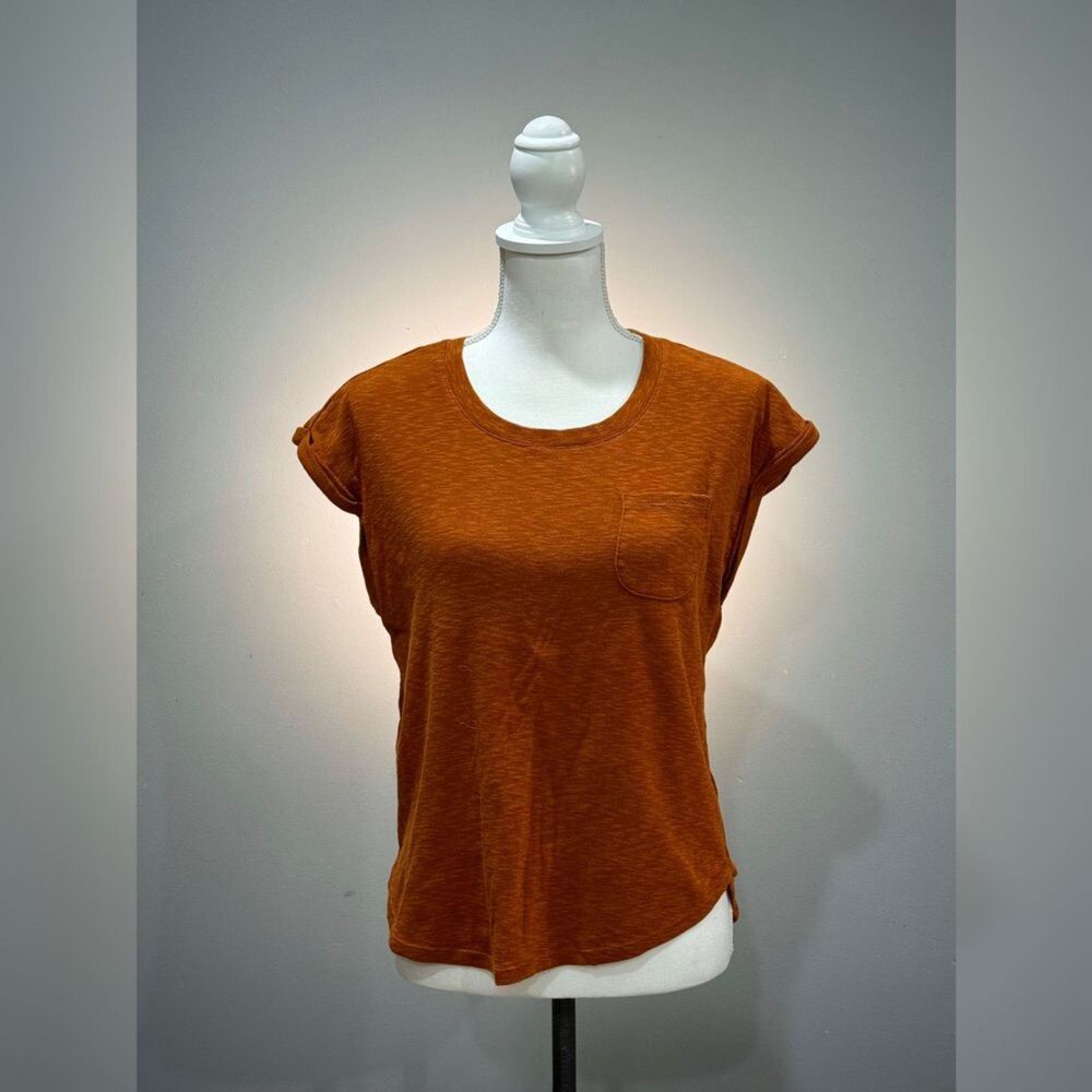 Brown Marled Sleeveless Pocket Tee Size M EUC